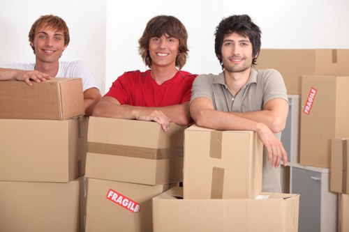 Packing boxes prepared for a Docklands home move