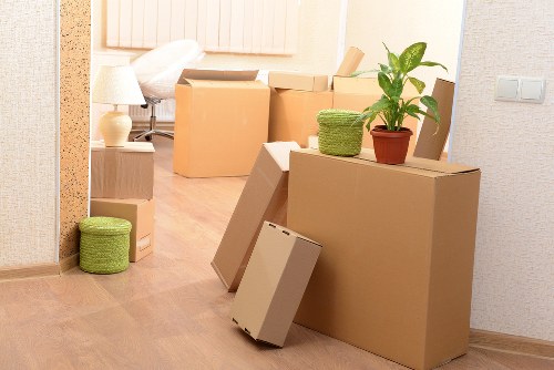 Preparing boxes and furniture for a Docklands moving truck service